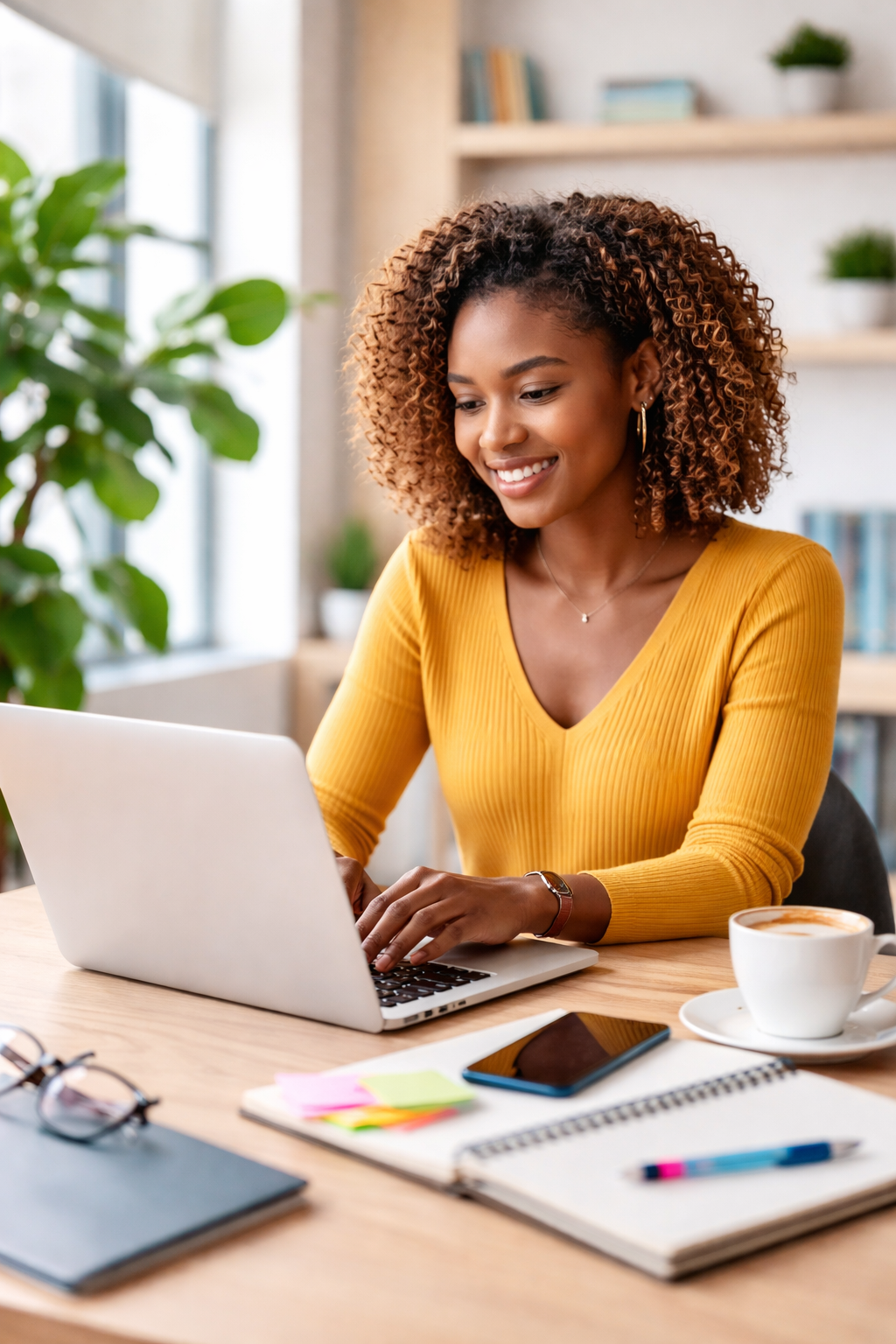 Créatrice digitale africaine travaillant sur ordinateur